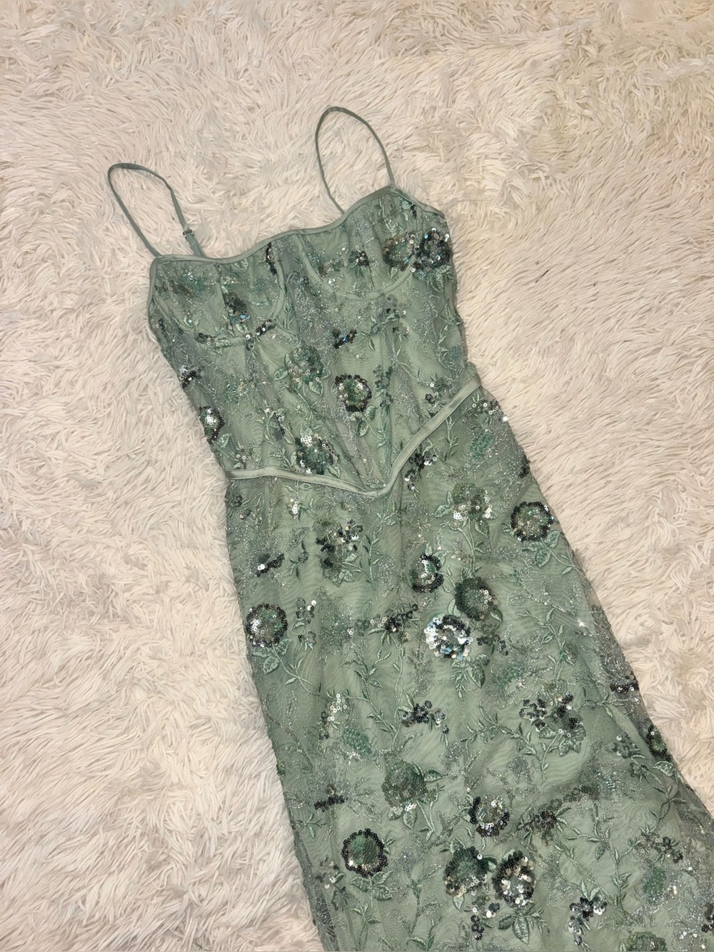 NEW House of Cb Naima Hand Beaded Corset Jade Green Gown Sz S - Picture 11 of 15